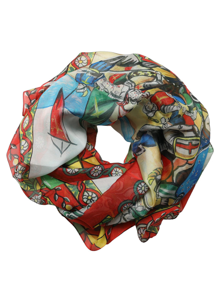 Dolce &amp; Gabbana Multicolor Silk Printed Foulard Scarf