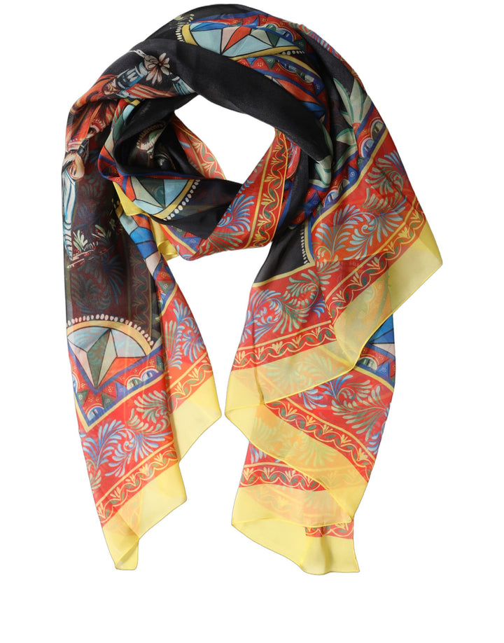 Dolce &amp; Gabbana Multicolor Silk Printed Shawl Stole Scarf