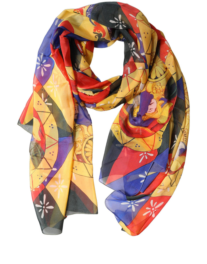 Dolce &amp; Gabbana Multicolor Silk Printed Shawl Stole Scarf