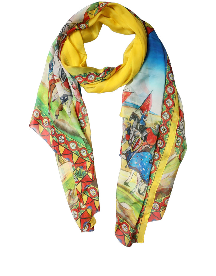 Dolce &amp; Gabbana Multicolor Silk Printed Shawl Stole Scarf