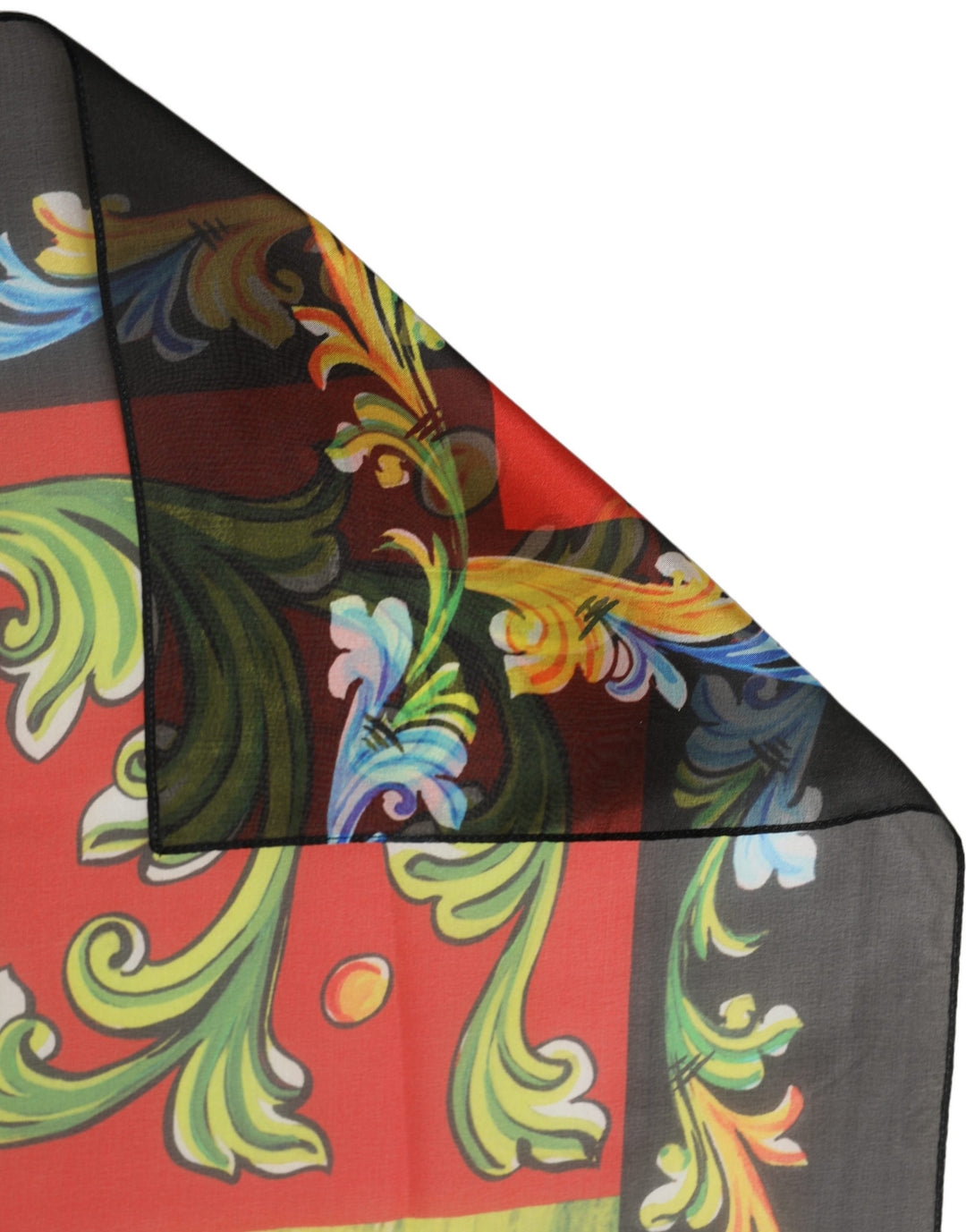 Dolce &amp; Gabbana Dark Gray Silk Scenery Print Foulard Scarf