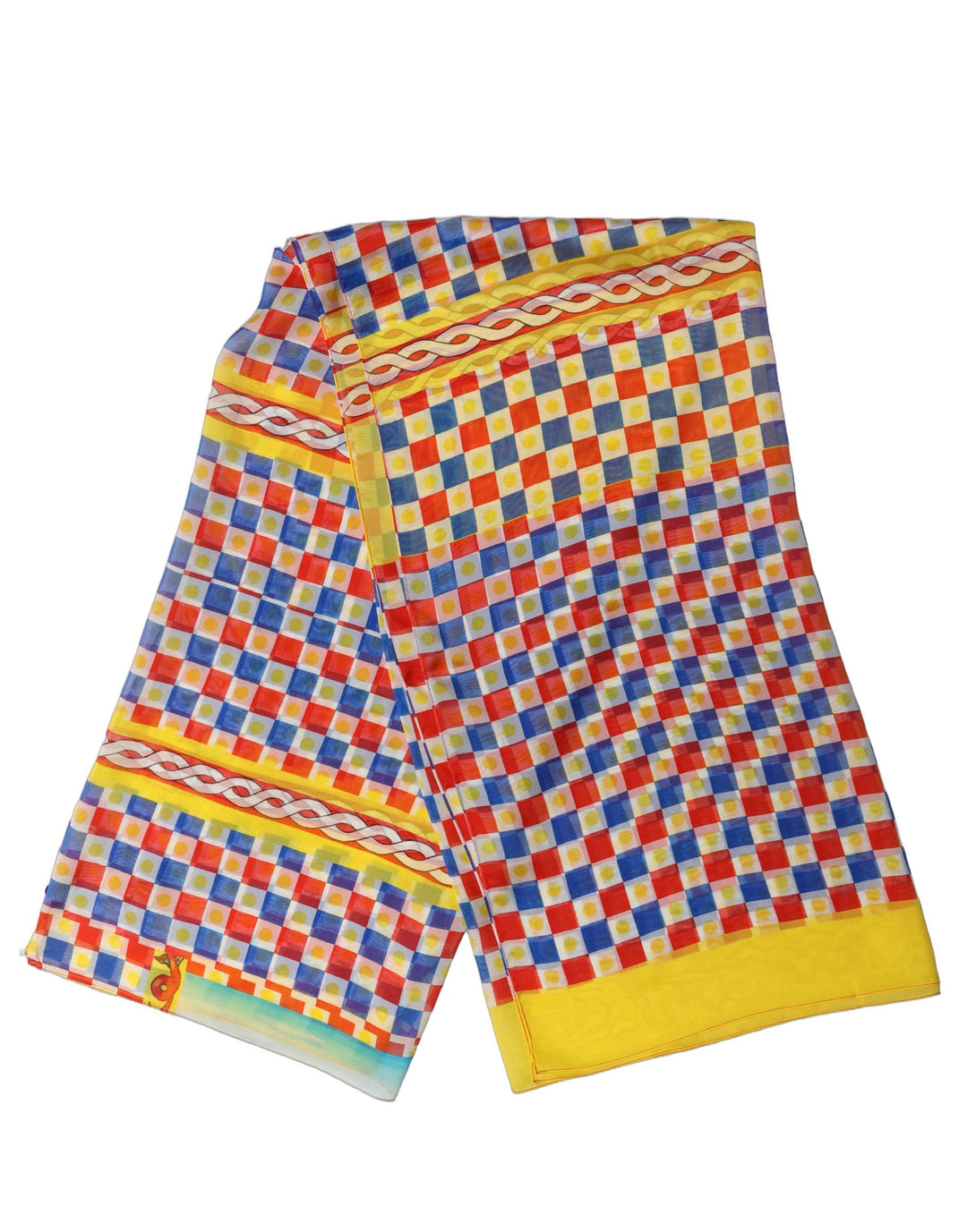 Dolce &amp; Gabbana Multicolor Silk Carretto Foulard Scarf