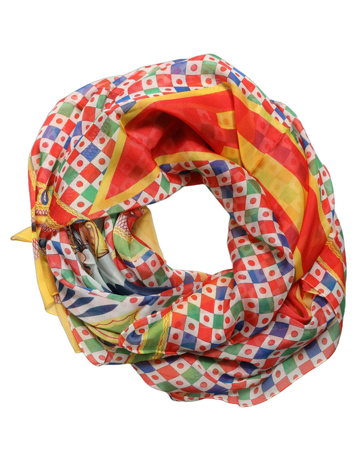 Dolce &amp; Gabbana Multicolor Silk Carretto Print Stole Scarf