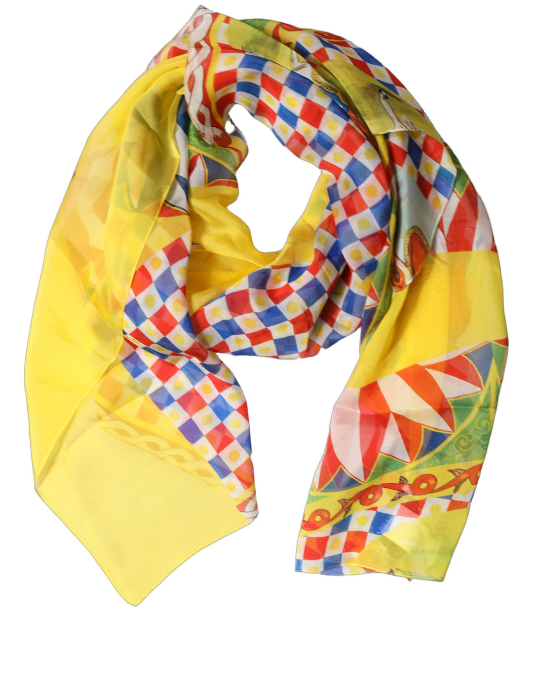 Dolce &amp; Gabbana Multicolor Silk Carretto Foulard Scarf