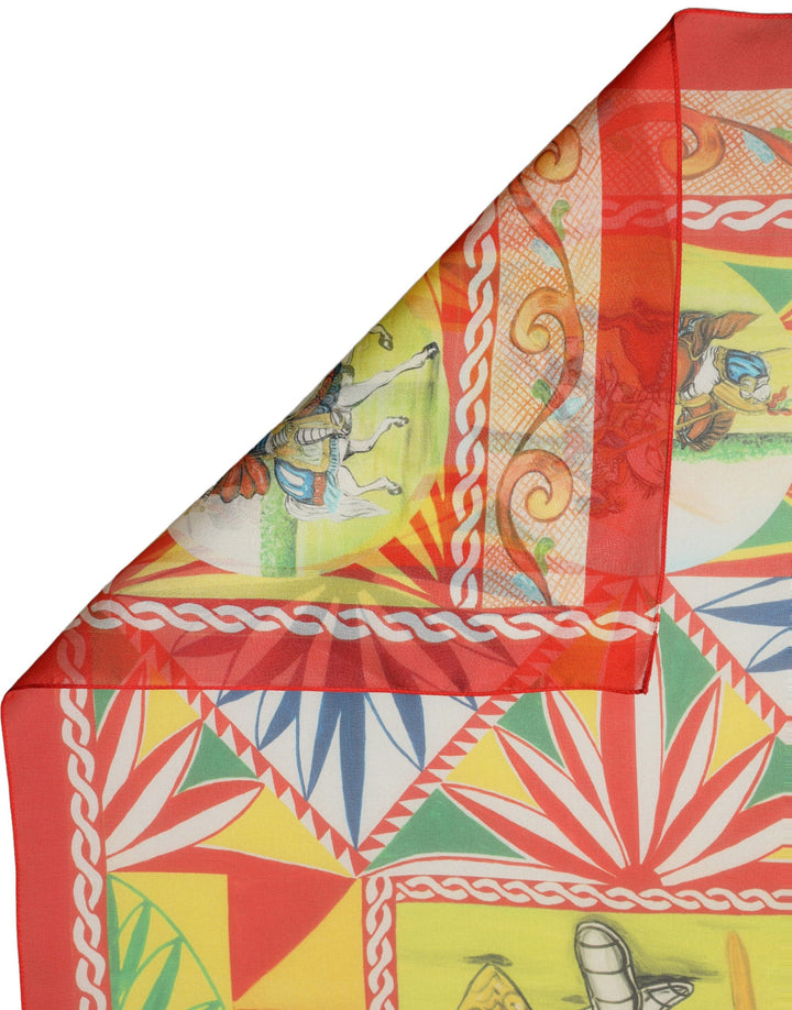 Dolce &amp; Gabbana Multicolor Silk Carretto Print Foulard Scarf