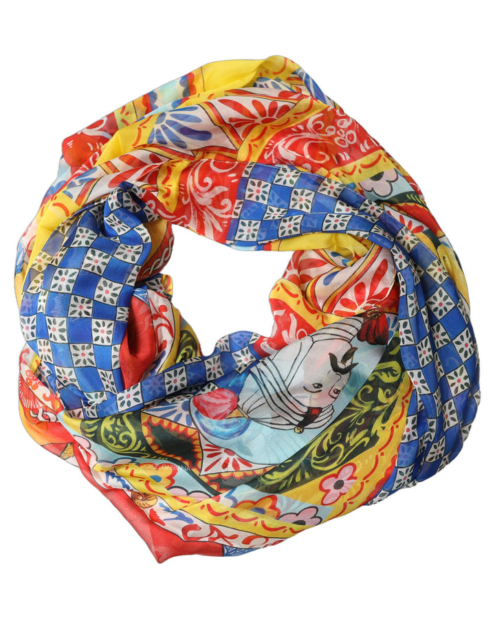 Dolce &amp; Gabbana Multicolor Silk Carretto Shawl Stole Scarf