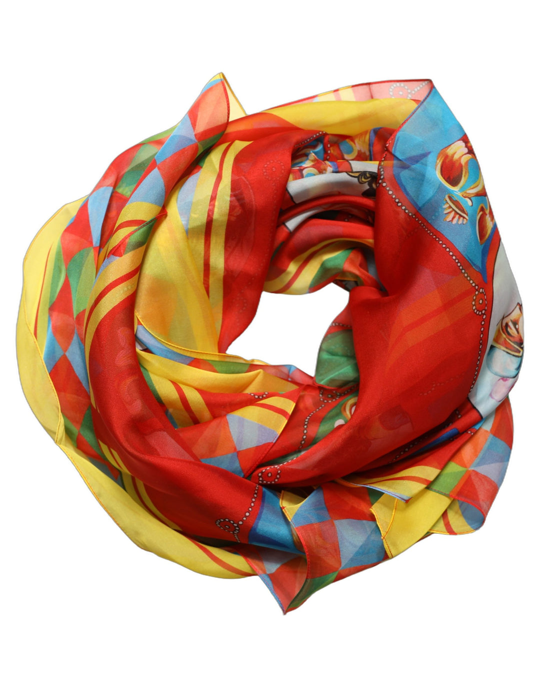 Dolce &amp; Gabbana Multicolor Silk Carretto Print Foulard Scarf