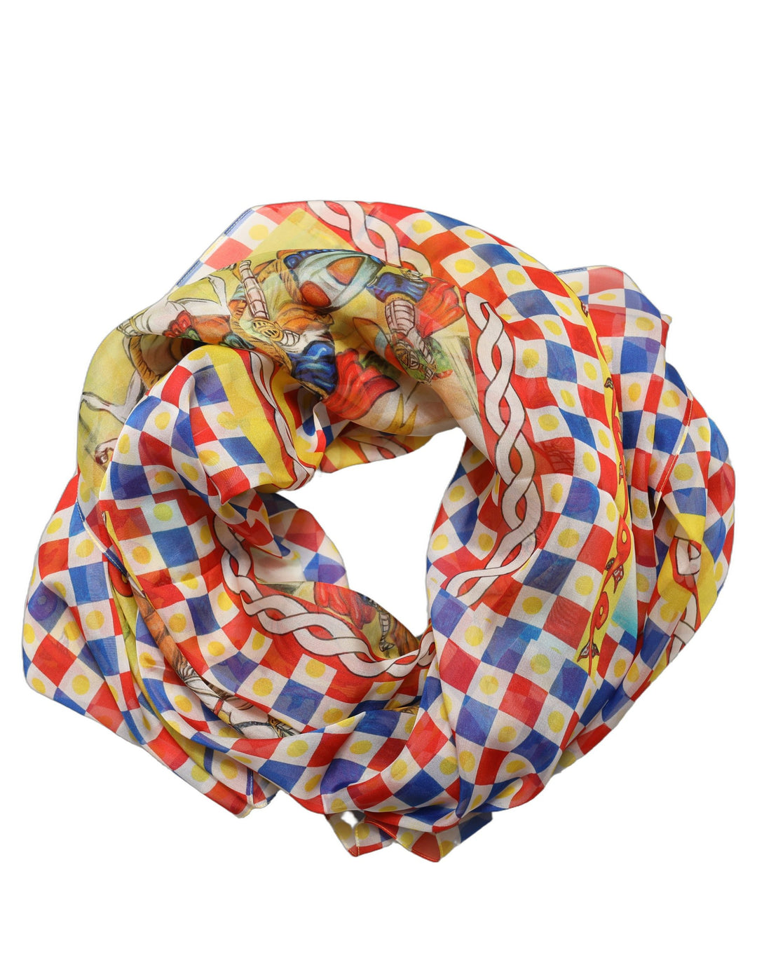 Dolce &amp; Gabbana Multicolor Silk Carretto Foulard Scarf