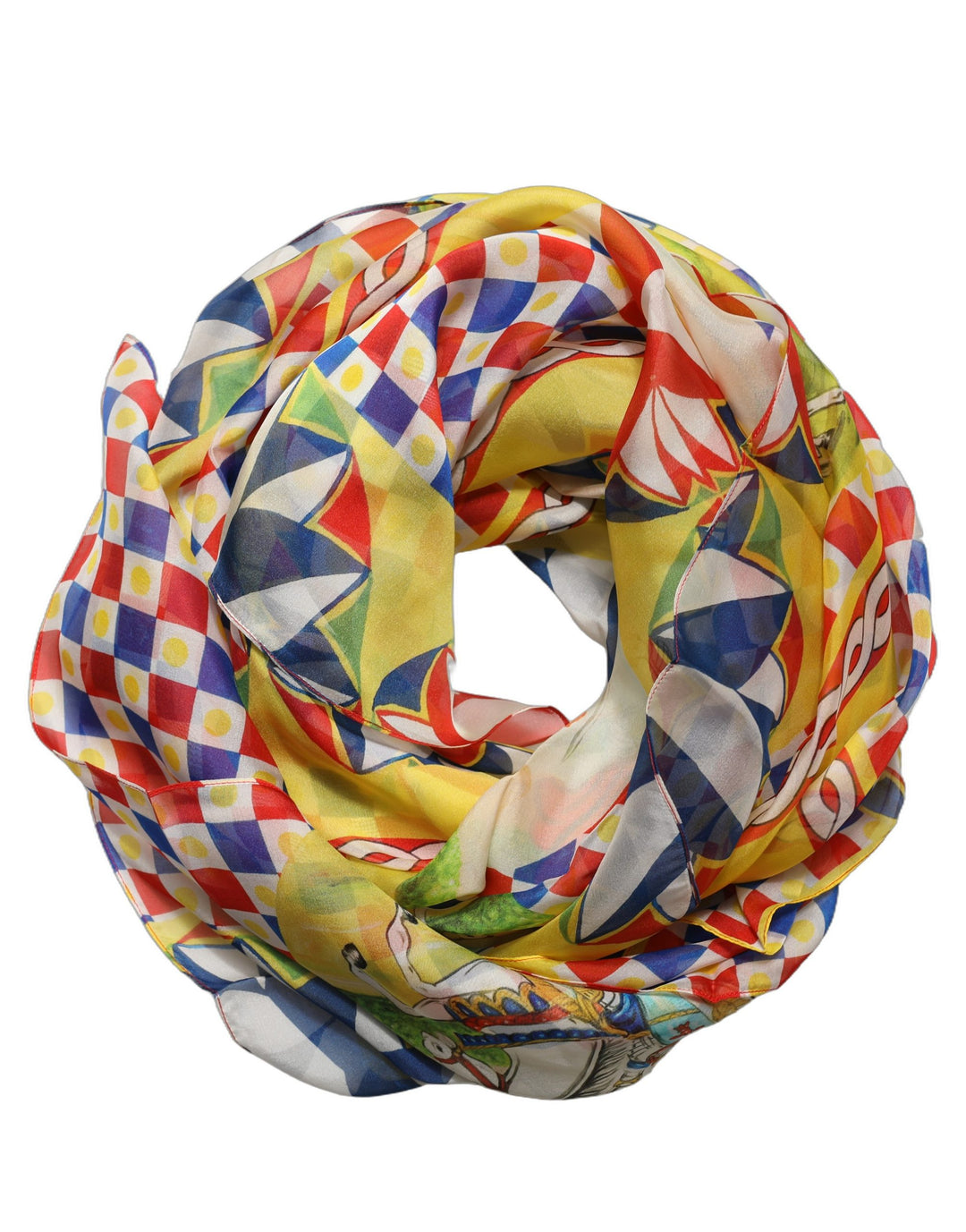 Dolce &amp; Gabbana Multicolor Silk Carretto Foulard Scarf