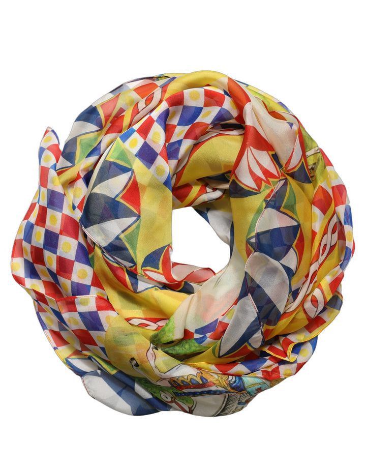 Dolce &amp; Gabbana Multicolor Silk Carretto Foulard Scarf