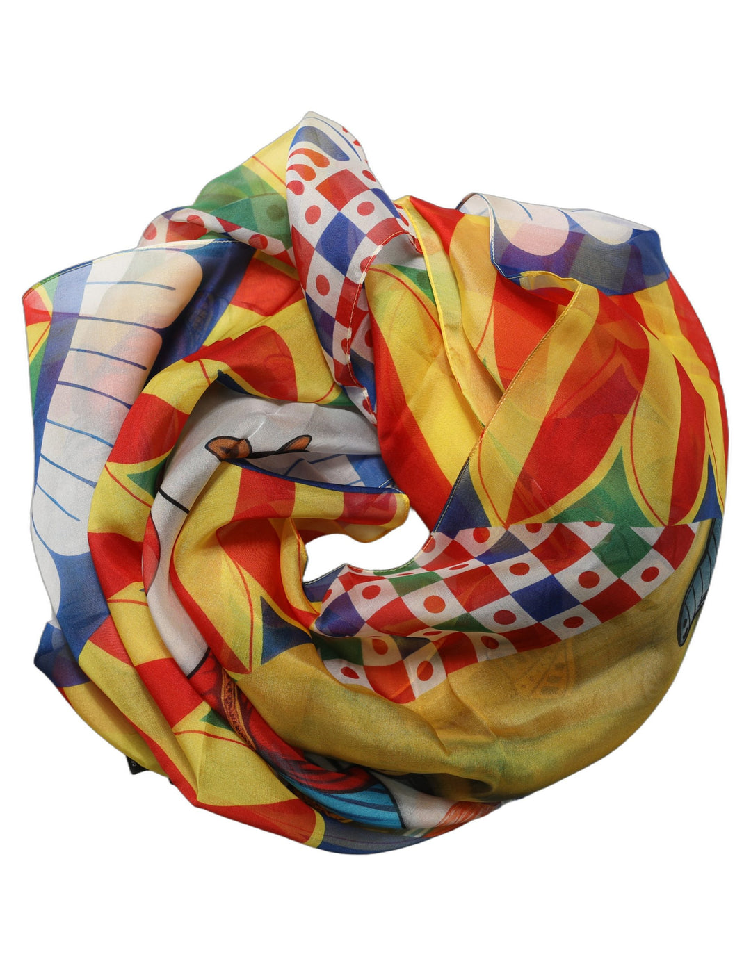 Dolce &amp; Gabbana Multicolor Silk Carretto Foulard Scarf