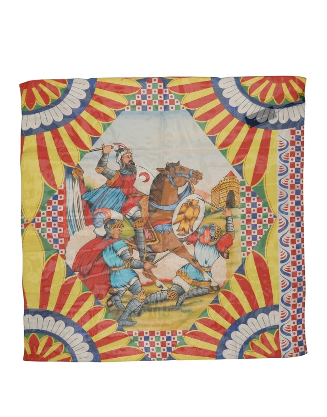 Dolce &amp; Gabbana Multicolor Silk Carretto Foulard Scarf