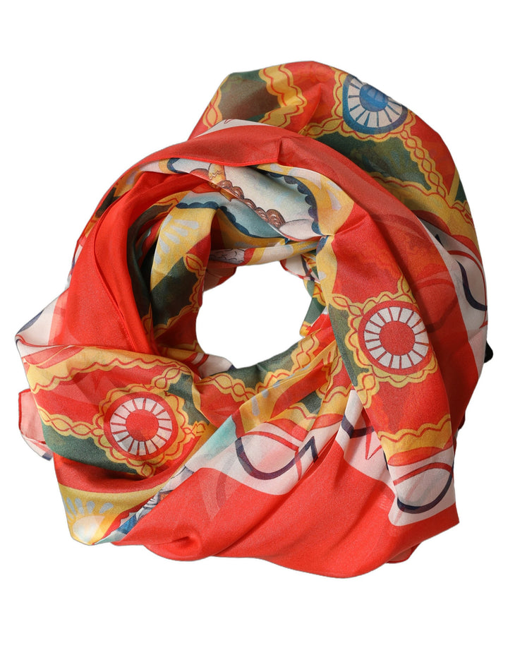 Dolce &amp; Gabbana Multicolor Silk Printed Square Foulard Scarf
