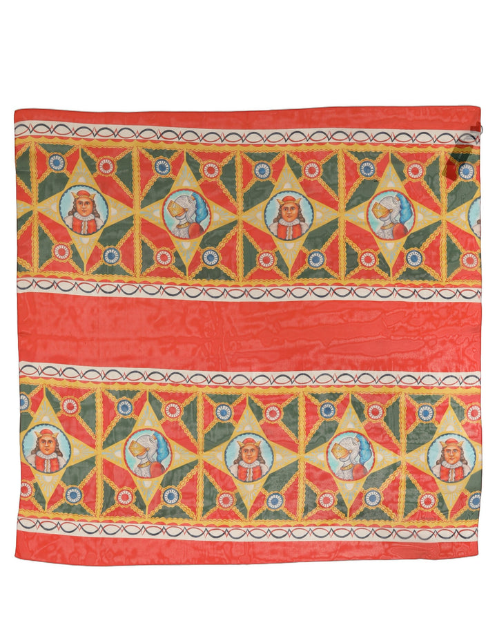 Dolce &amp; Gabbana Multicolor Silk Printed Square Foulard Scarf