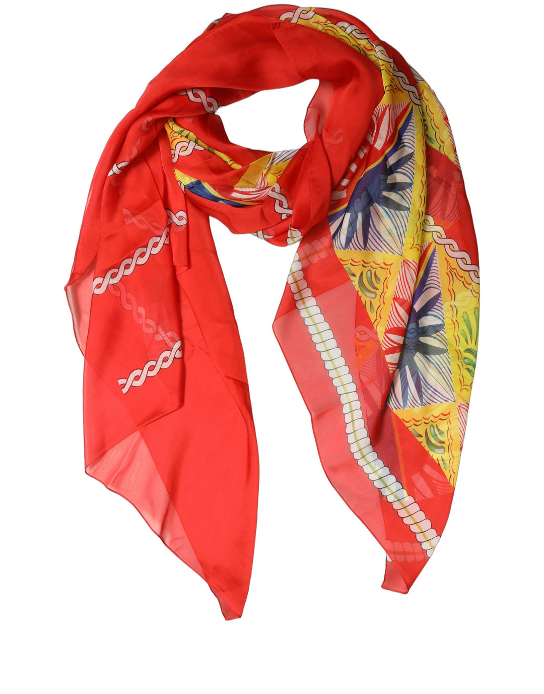 Dolce &amp; Gabbana Multicolor Silk Printed Shawl Stole Scarf