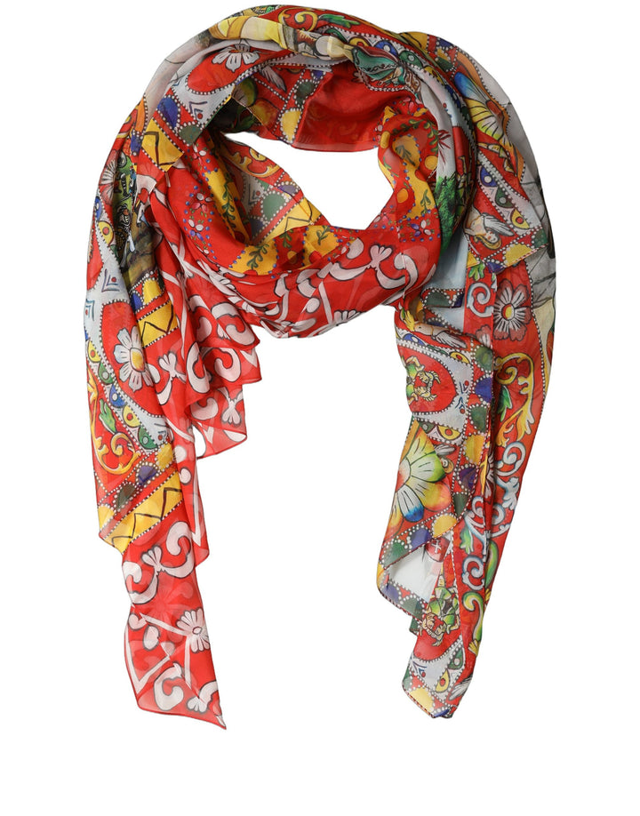 Dolce &amp; Gabbana Multicolor Silk Printed Shawl Stole Scarf