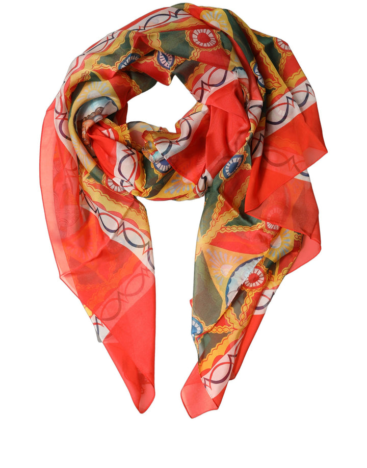 Dolce &amp; Gabbana Multicolor Silk Printed Shawl Stole Scarf
