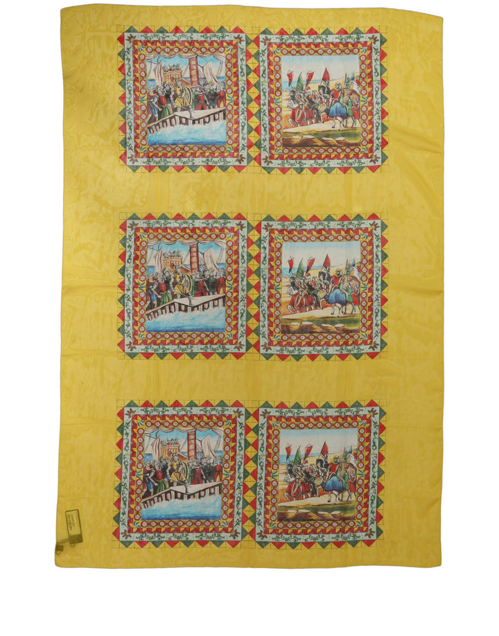 Dolce &amp; Gabbana Yellow Silk Printed Shawl Stole Scarf
