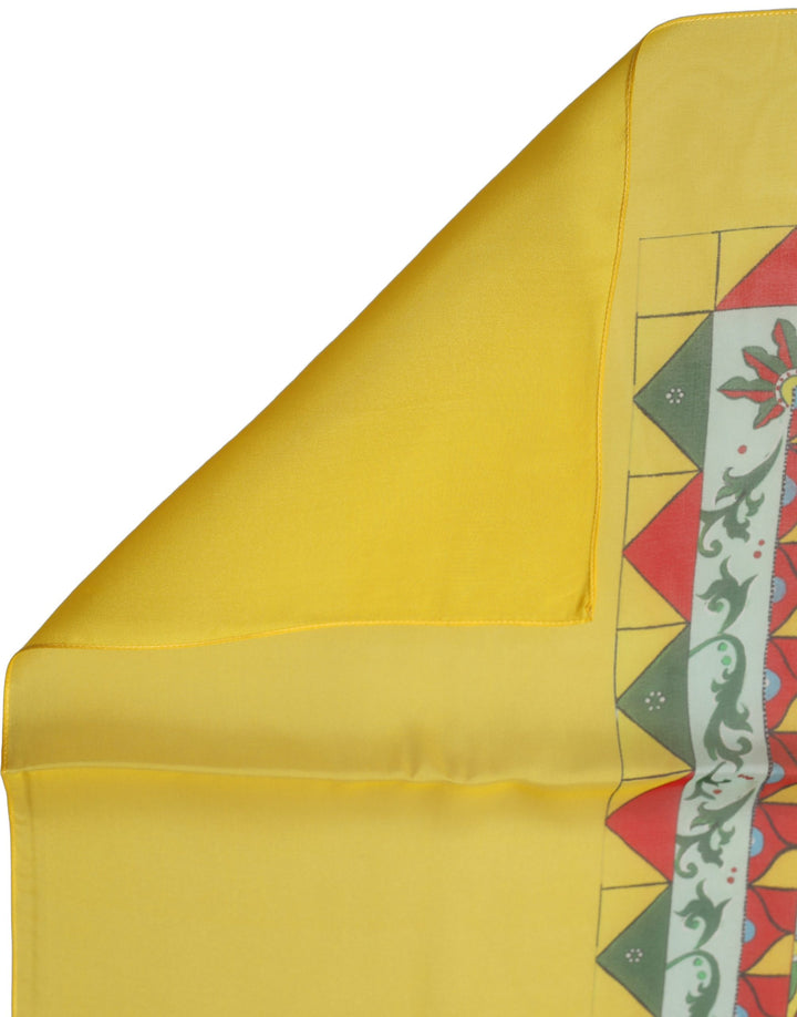 Dolce &amp; Gabbana Yellow Silk Printed Shawl Stole Scarf