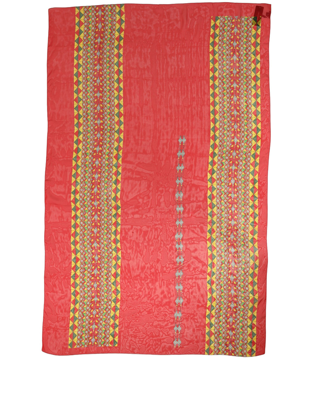 Dolce &amp; Gabbana Red Silk Geometric Print Shawl Stole Scarf