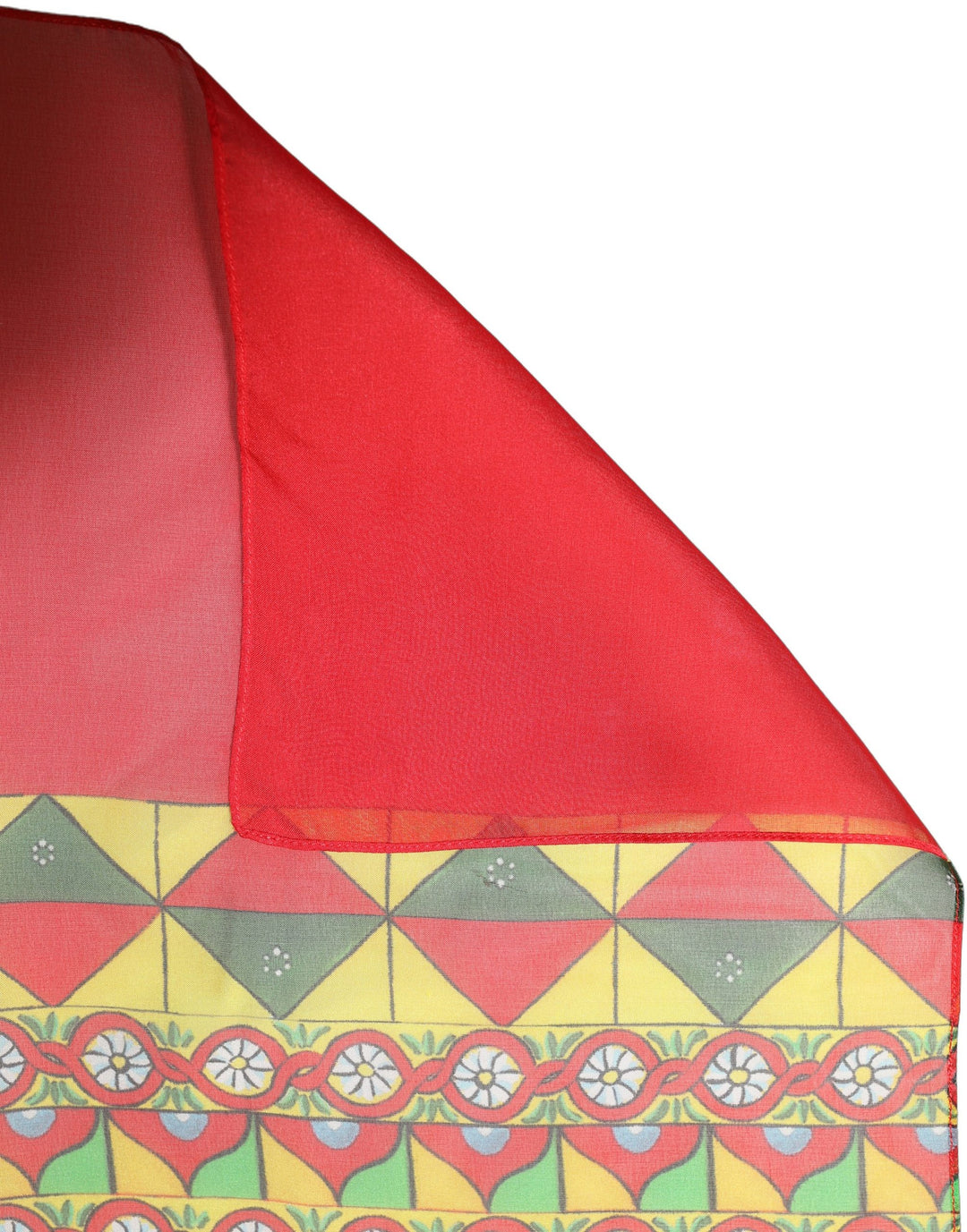 Dolce &amp; Gabbana Red Silk Geometric Print Shawl Stole Scarf