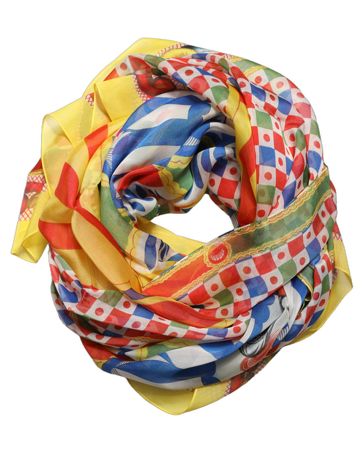 Dolce &amp; Gabbana Multicolor Silk Carretto Print Stole Scarf