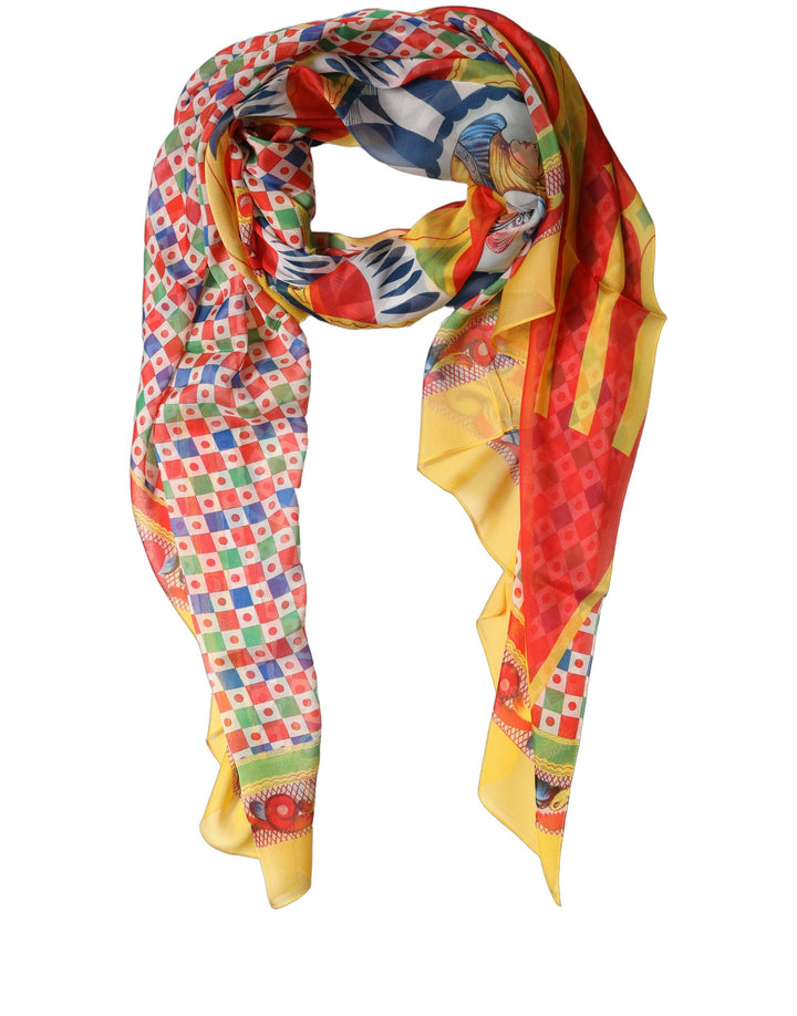 Dolce &amp; Gabbana Multicolor Silk Carretto Print Stole Scarf