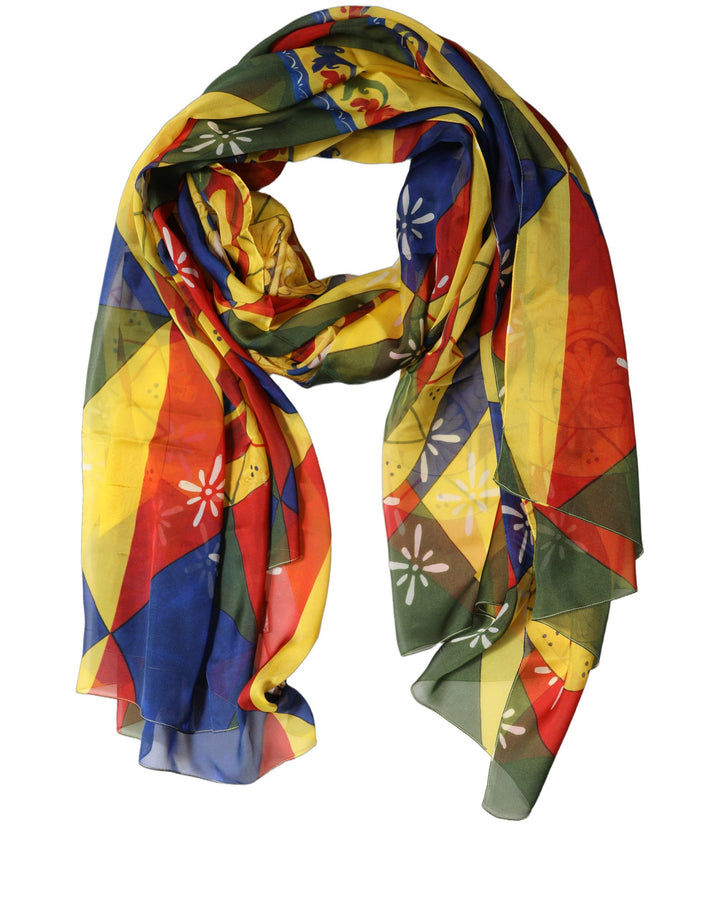 Dolce &amp; Gabbana Multicolor Silk Printed Shawl Stole Scarf