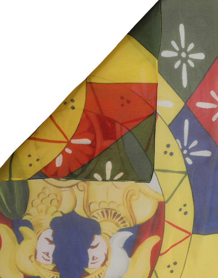 Dolce &amp; Gabbana Multicolor Silk Printed Square Foulard Scarf