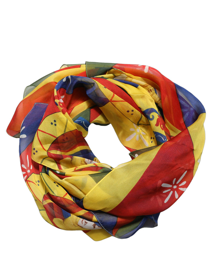 Dolce &amp; Gabbana Multicolor Silk Printed Square Foulard Scarf