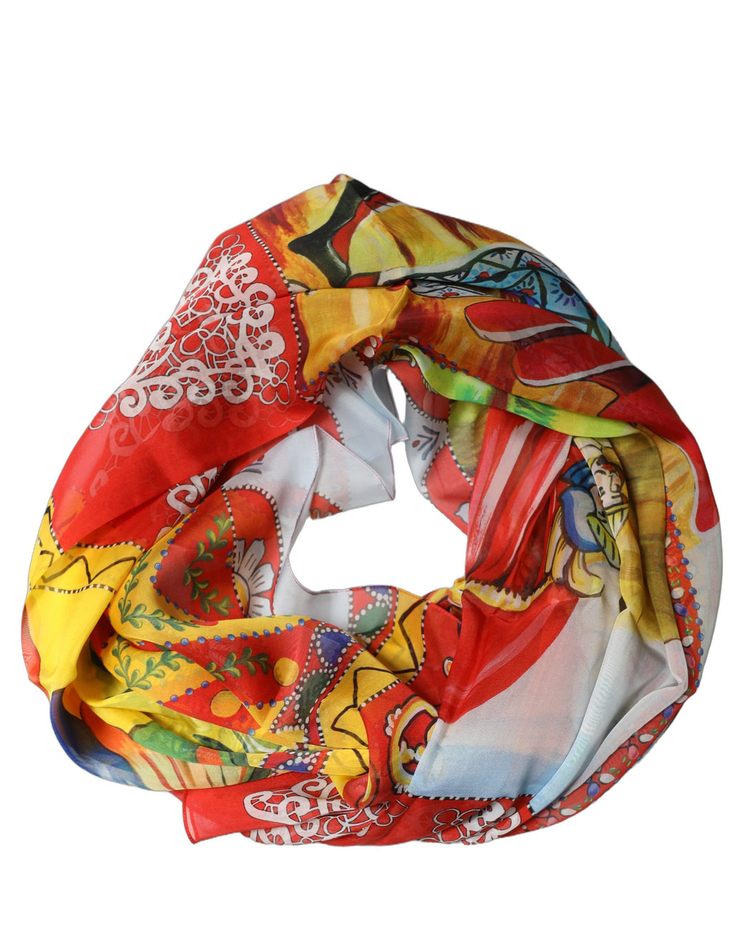 Dolce &amp; Gabbana Multicolor Silk Printed Square Foulard Scarf