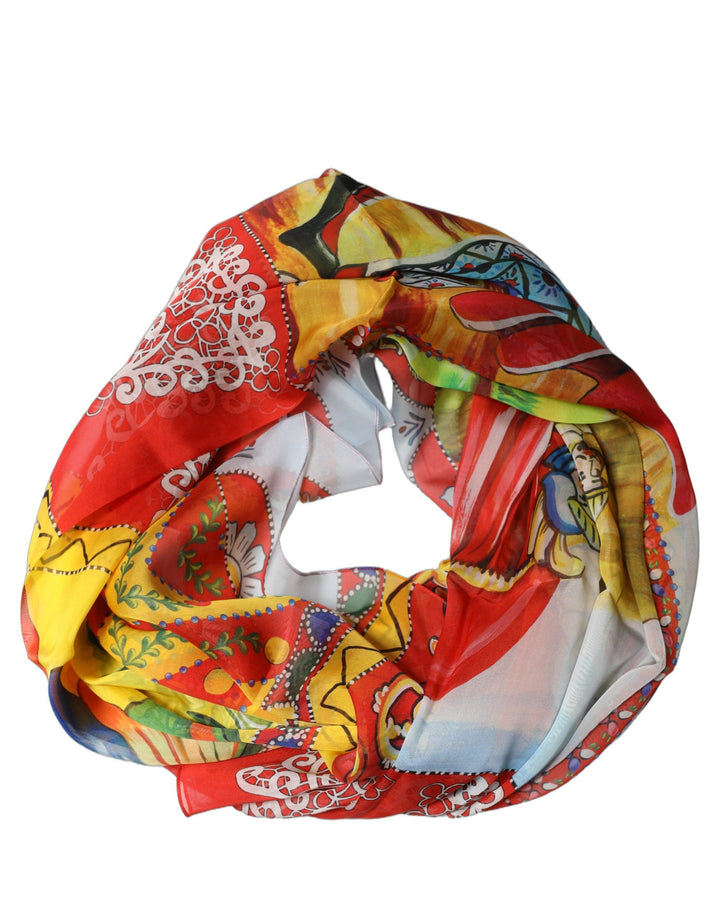 Dolce &amp; Gabbana Multicolor Silk Printed Square Foulard Scarf