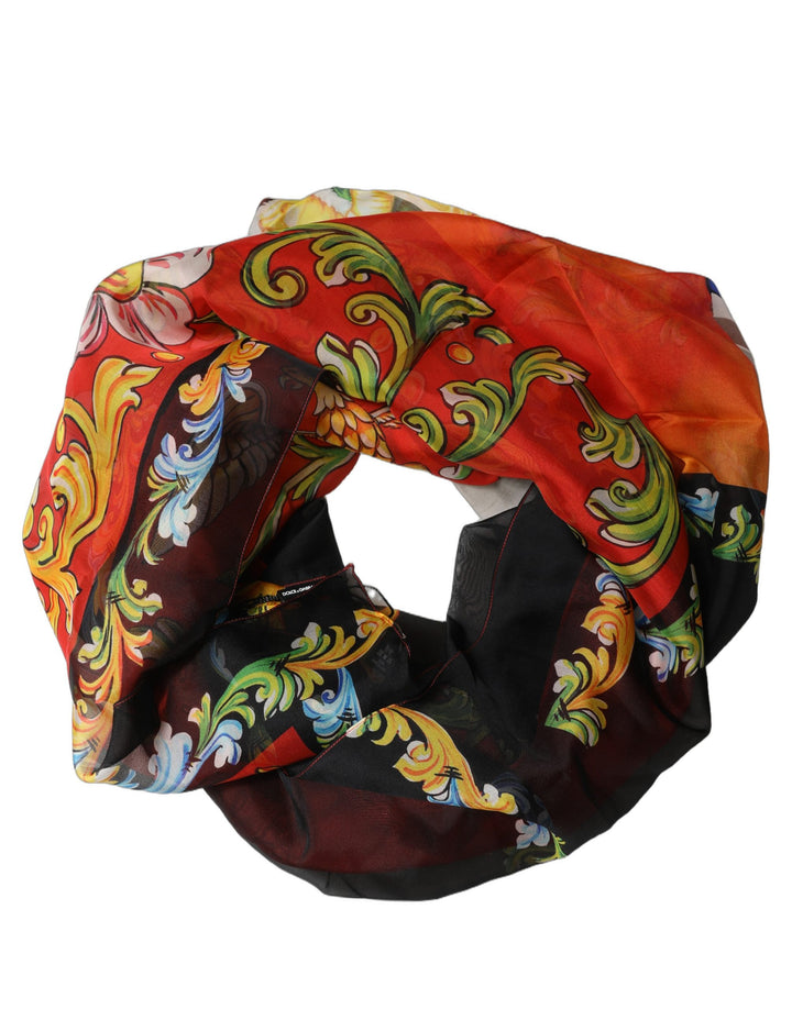 Dolce &amp; Gabbana Multicolor Silk Printed Square Foulard Scarf