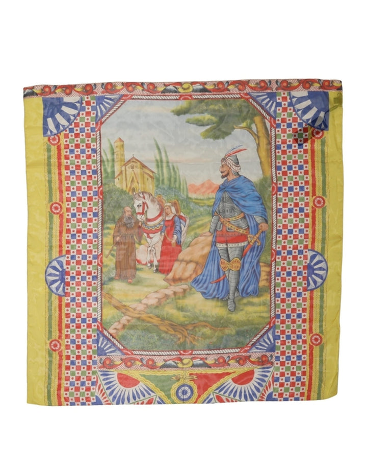 Dolce &amp; Gabbana Multicolor Silk Carretto Foulard Scarf