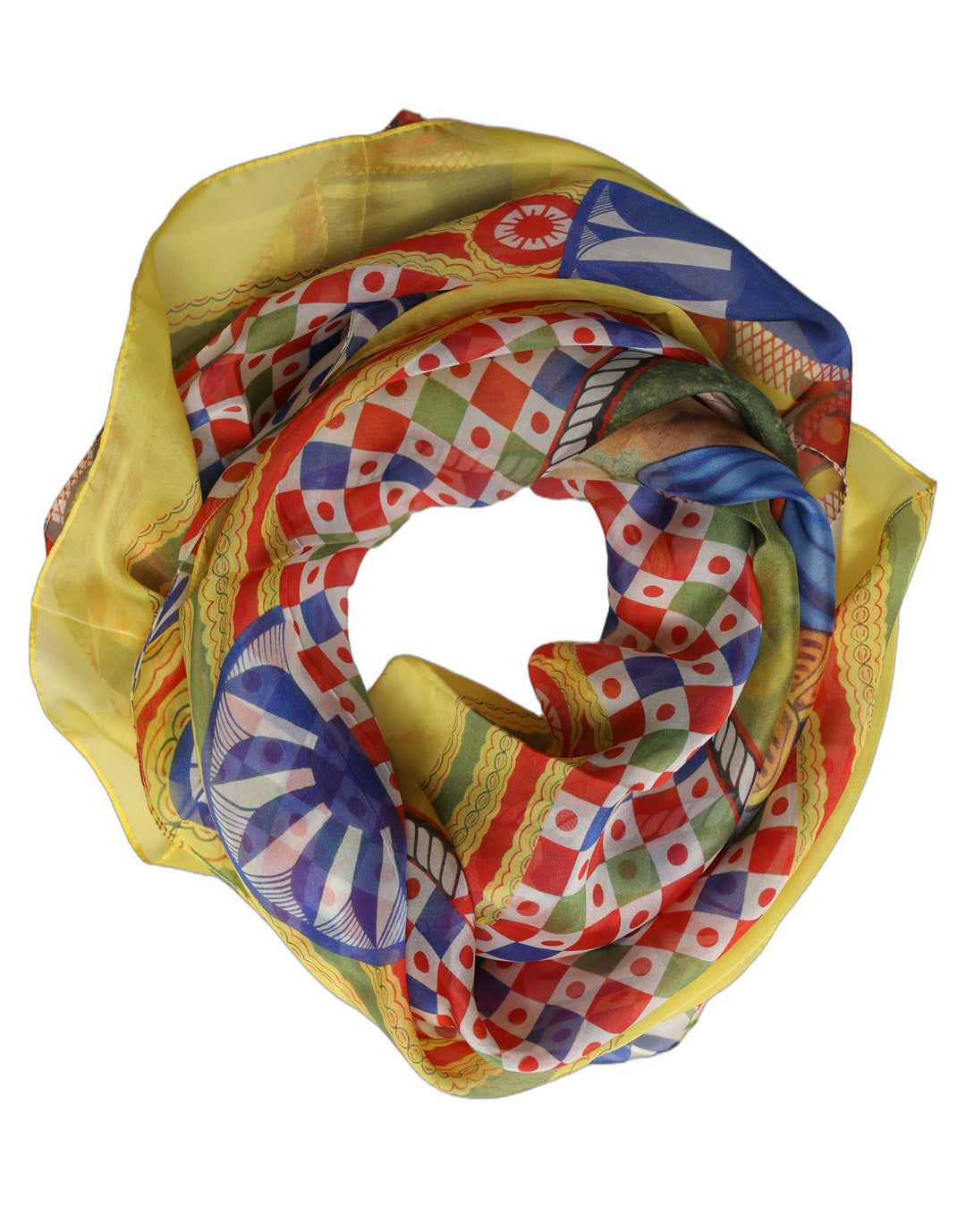 Dolce &amp; Gabbana Multicolor Silk Carretto Foulard Scarf