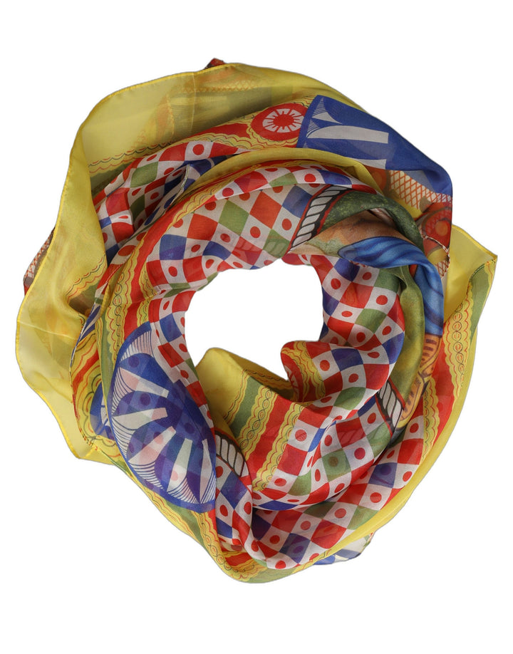 Dolce &amp; Gabbana Multicolor Silk Carretto Foulard Scarf