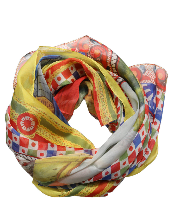 Dolce &amp; Gabbana Multicolor Silk Carretto Foulard Scarf