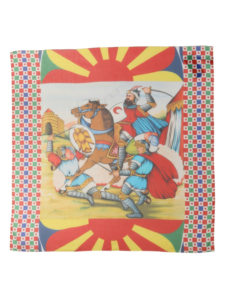 Dolce &amp; Gabbana Multicolor Silk Printed Square Foulard Scarf
