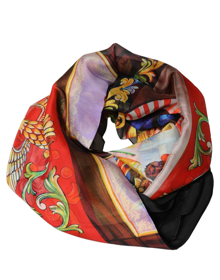 Dolce &amp; Gabbana Multicolor Silk Printed Square Foulard Scarf