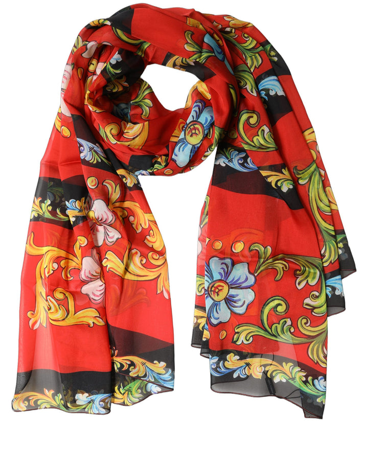 Dolce &amp; Gabbana Multicolor Floral Silk Shawl Stole Scarf