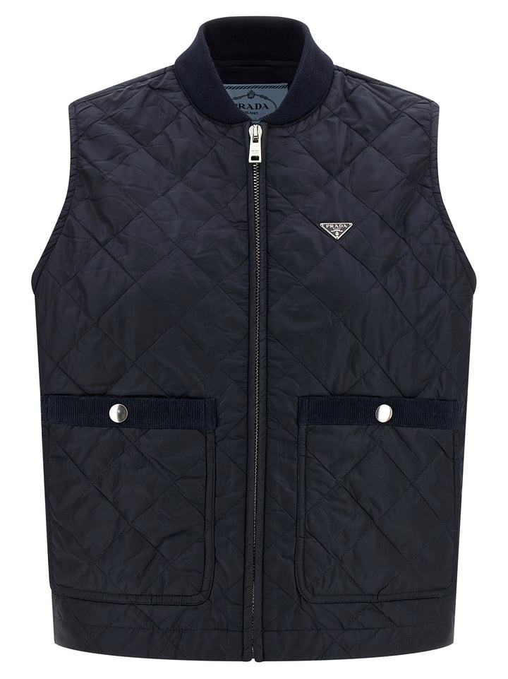 Prada Blue Recycled Polyamide Sleeveless Jacket