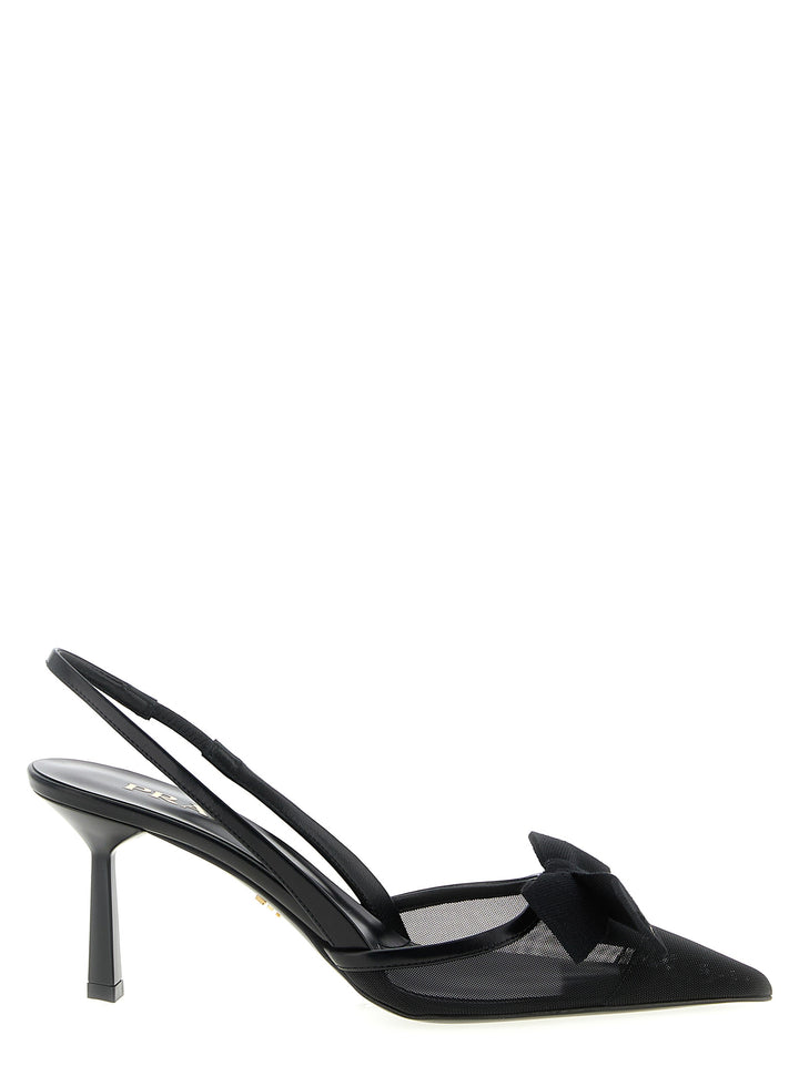Prada Black Polyamide Mid Heel Pumps