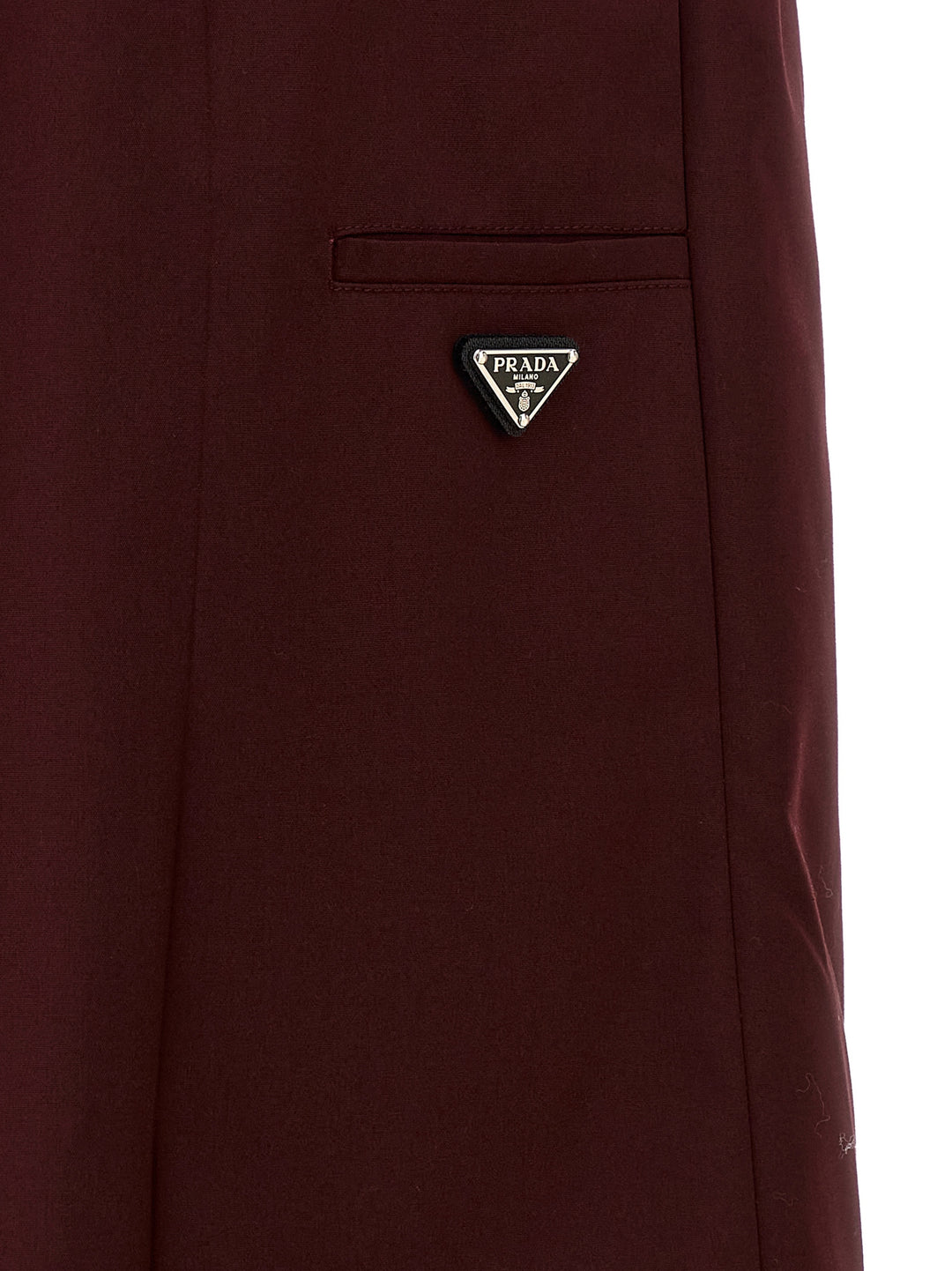 Prada Bordeaux Polyester Midi Skirt