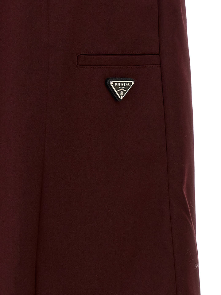 Prada Bordeaux Polyester Midi Skirt