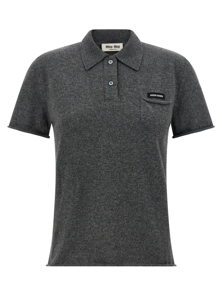 Miu Miu Gray Cashmere Polo Shirt