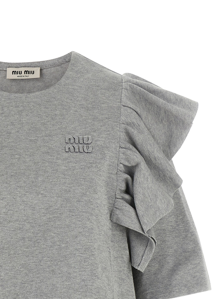Miu Miu Gray Cotton Short Dress