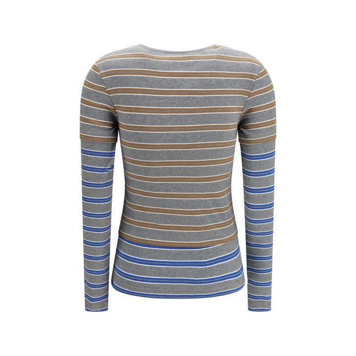 Ganni Gray Cotton Long Sleeve T-Shirt