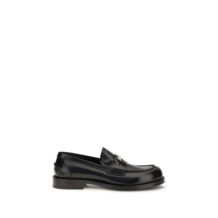 Dolce &amp; Gabbana Black Calf Leather Bos Taurus Slip-On Loafers