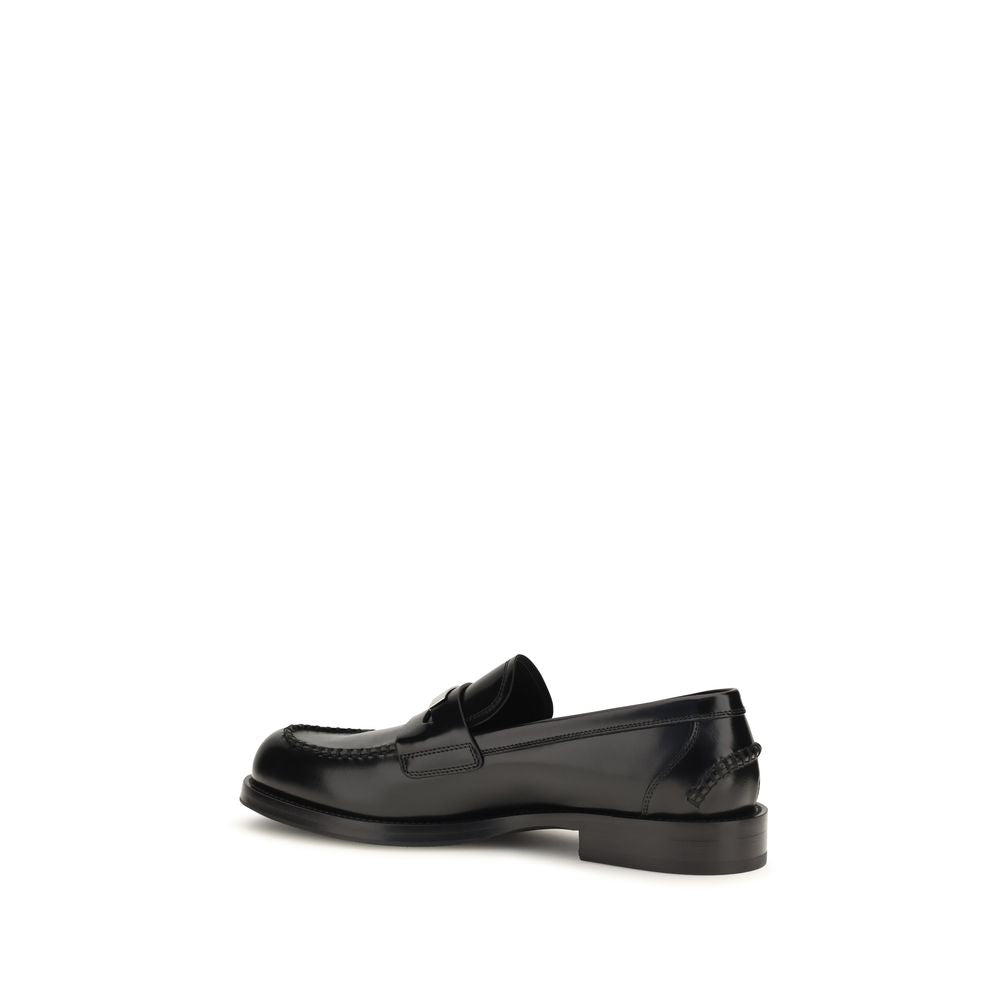 Dolce &amp; Gabbana Black Calf Leather Bos Taurus Slip-On Loafers
