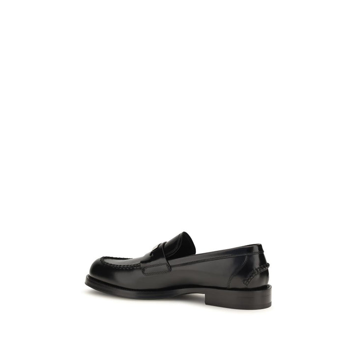 Dolce &amp; Gabbana Black Calf Leather Bos Taurus Slip-On Loafers
